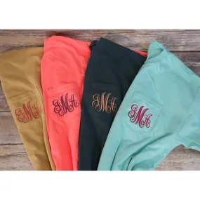 Monogrammed Comfort Colors Short Sleeve Pocket Tee