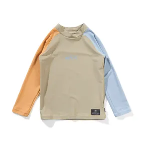 Munster Kids Logo LS Rash Shirt - Lt Olive/Mid Blue/Mustard