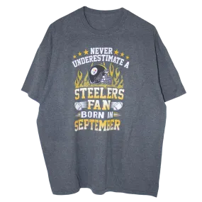 NFL Pittsburgh Steelers Born in September Printed T-Shirt Grey (XXL)