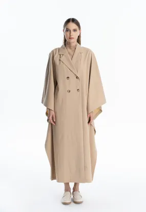 Oversized Solid Trench Coat Maxi Dress