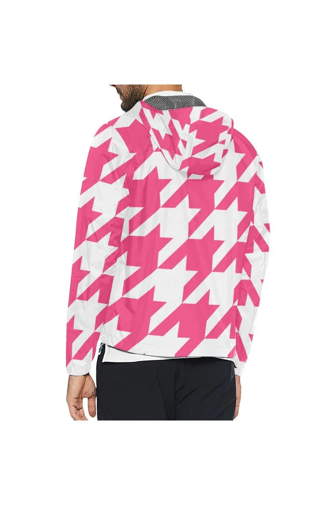 Pink Hounds Tooth All Over Print Windbreaker for Men