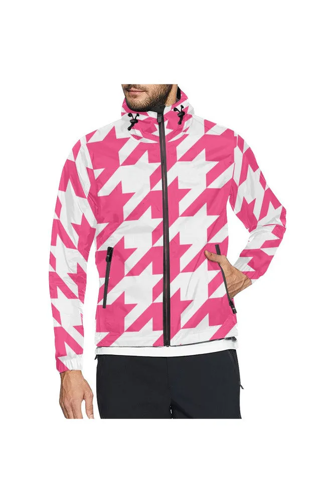 Pink Hounds Tooth All Over Print Windbreaker for Men