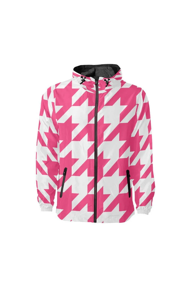 Pink Hounds Tooth All Over Print Windbreaker for Men