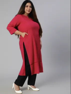 Plus size Pink Cotton Kurti Set UK Next Day