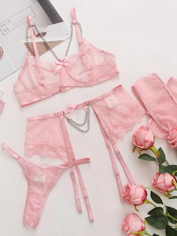 Sexy Lace Mesh Women Lingerie Set