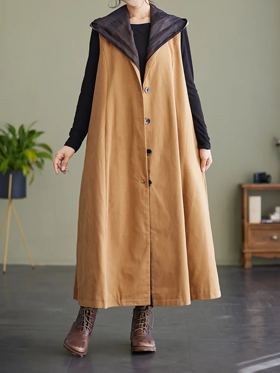 Sleeveless Women Spring Loose Casual Hoody Coat