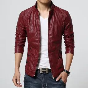 spring & autumn men leather jacket