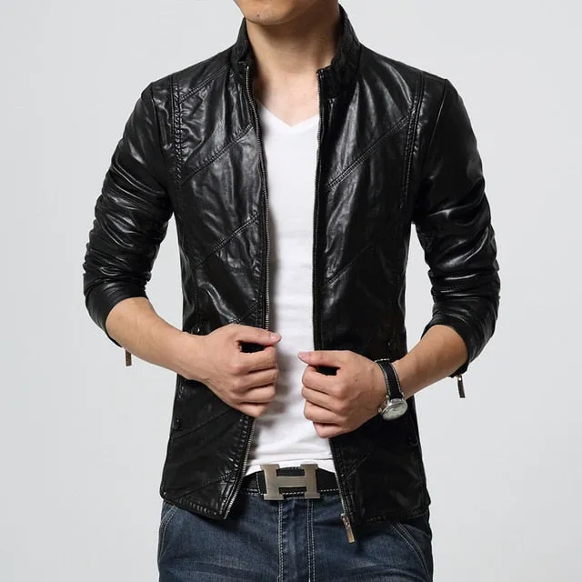 spring & autumn men leather jacket