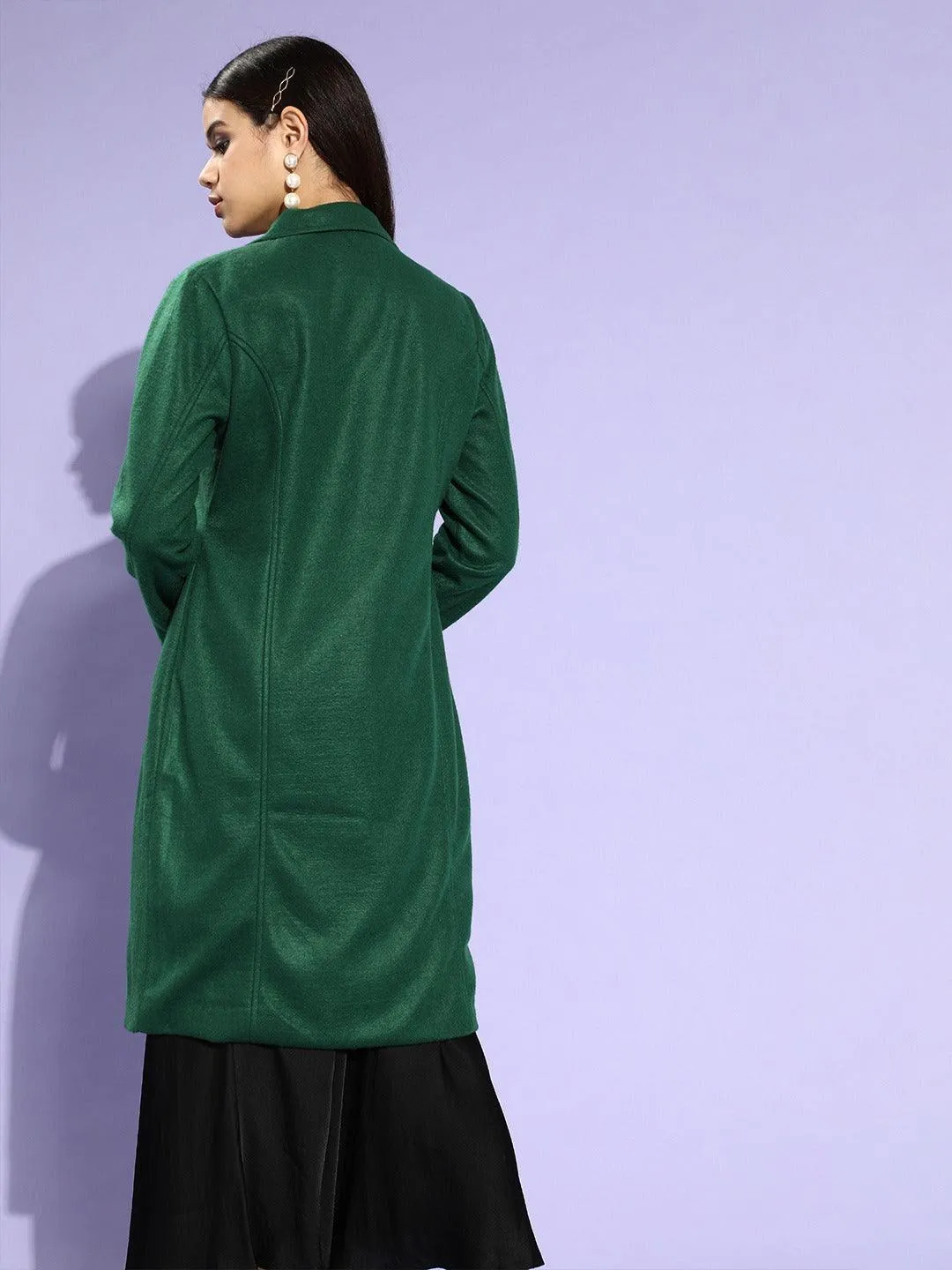 Style Quotient Women Green Solid Trench Coat