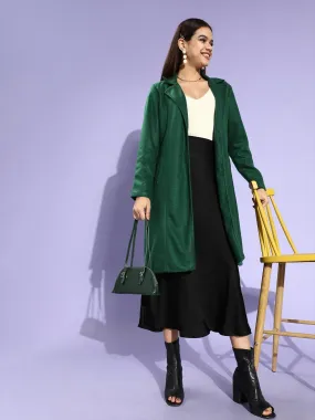 Style Quotient Women Green Solid Trench Coat