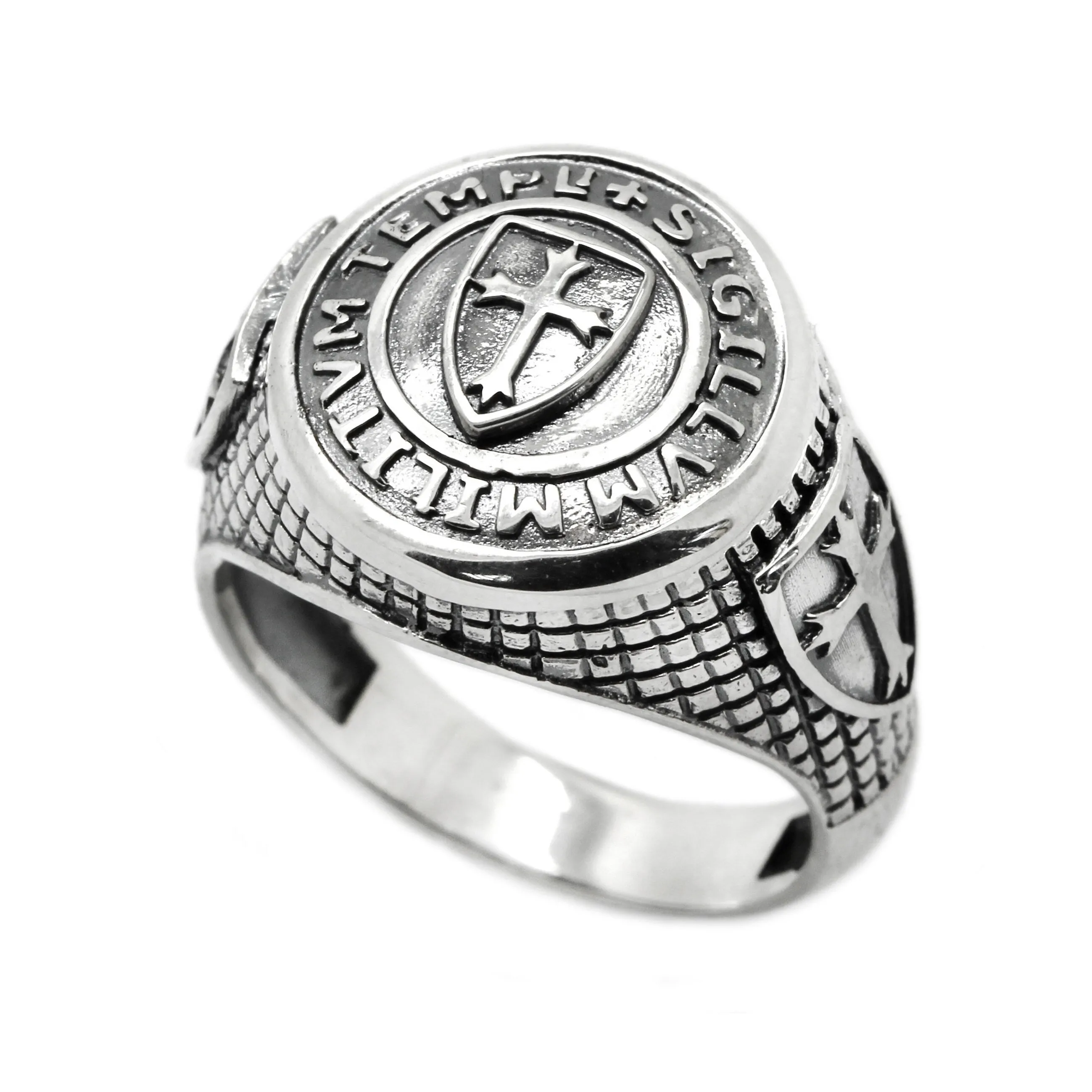 The Seal of Soldiers of Temple Ring Silver 925 and Gold 14K