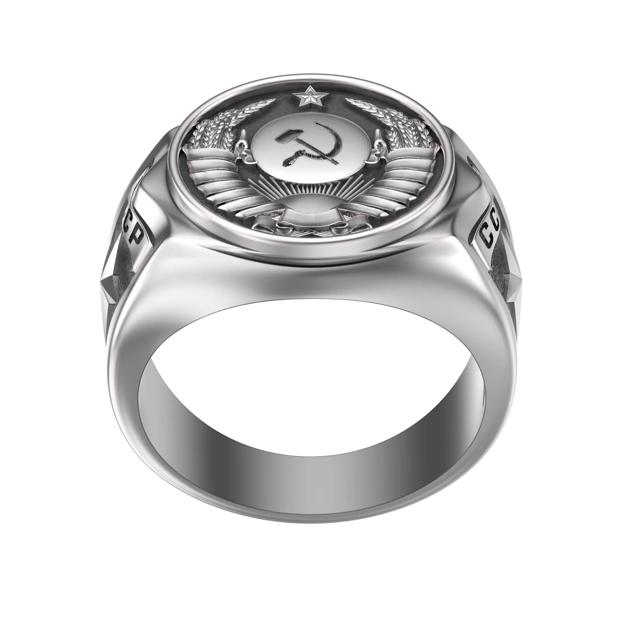 The State Emblem of the USSR, Emblem of the Soviet Union, Men Sterling Silver Ring