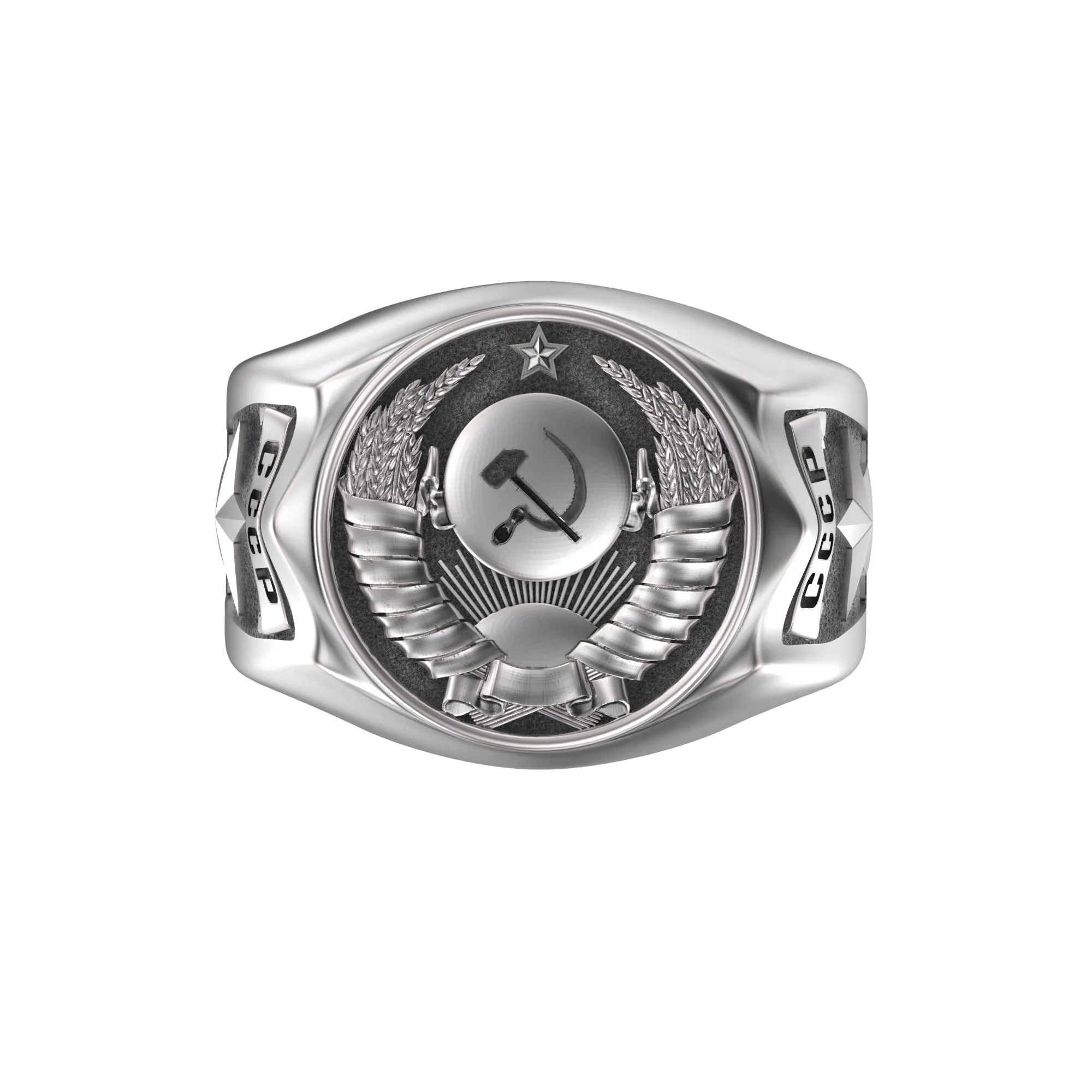 The State Emblem of the USSR, Emblem of the Soviet Union, Men Sterling Silver Ring