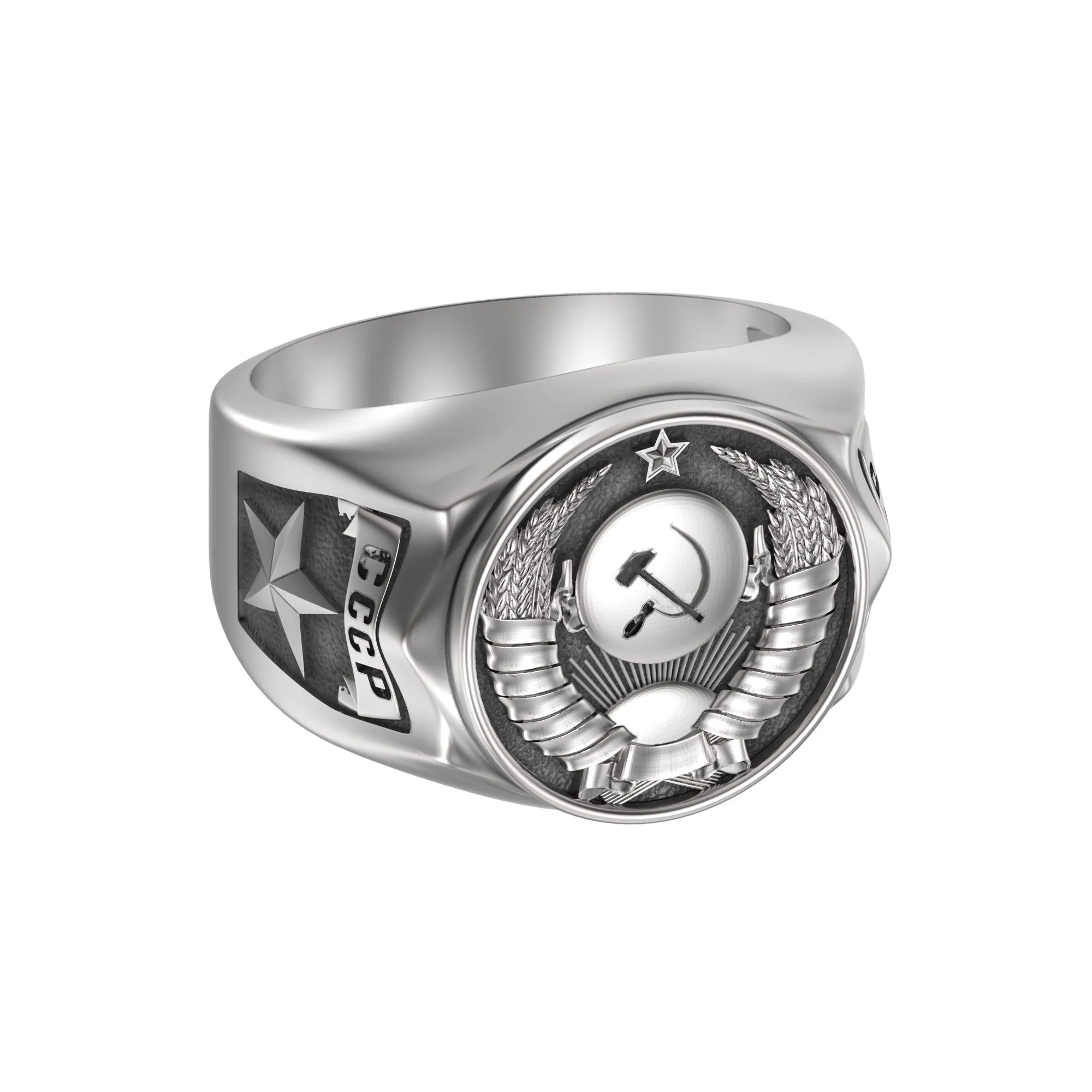 The State Emblem of the USSR, Emblem of the Soviet Union, Men Sterling Silver Ring