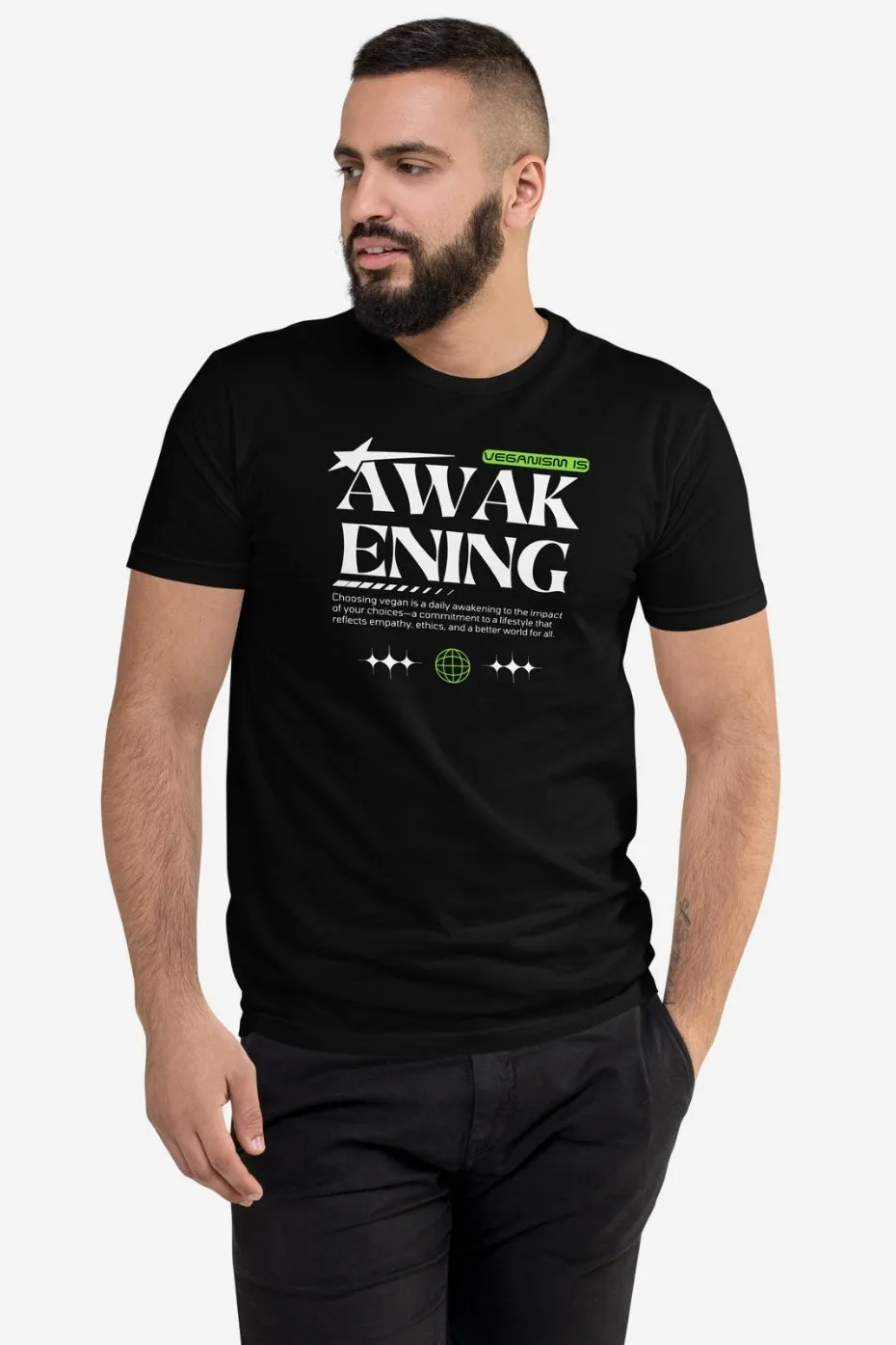 Veganism is Awakening Men's Fitted T-Shirt