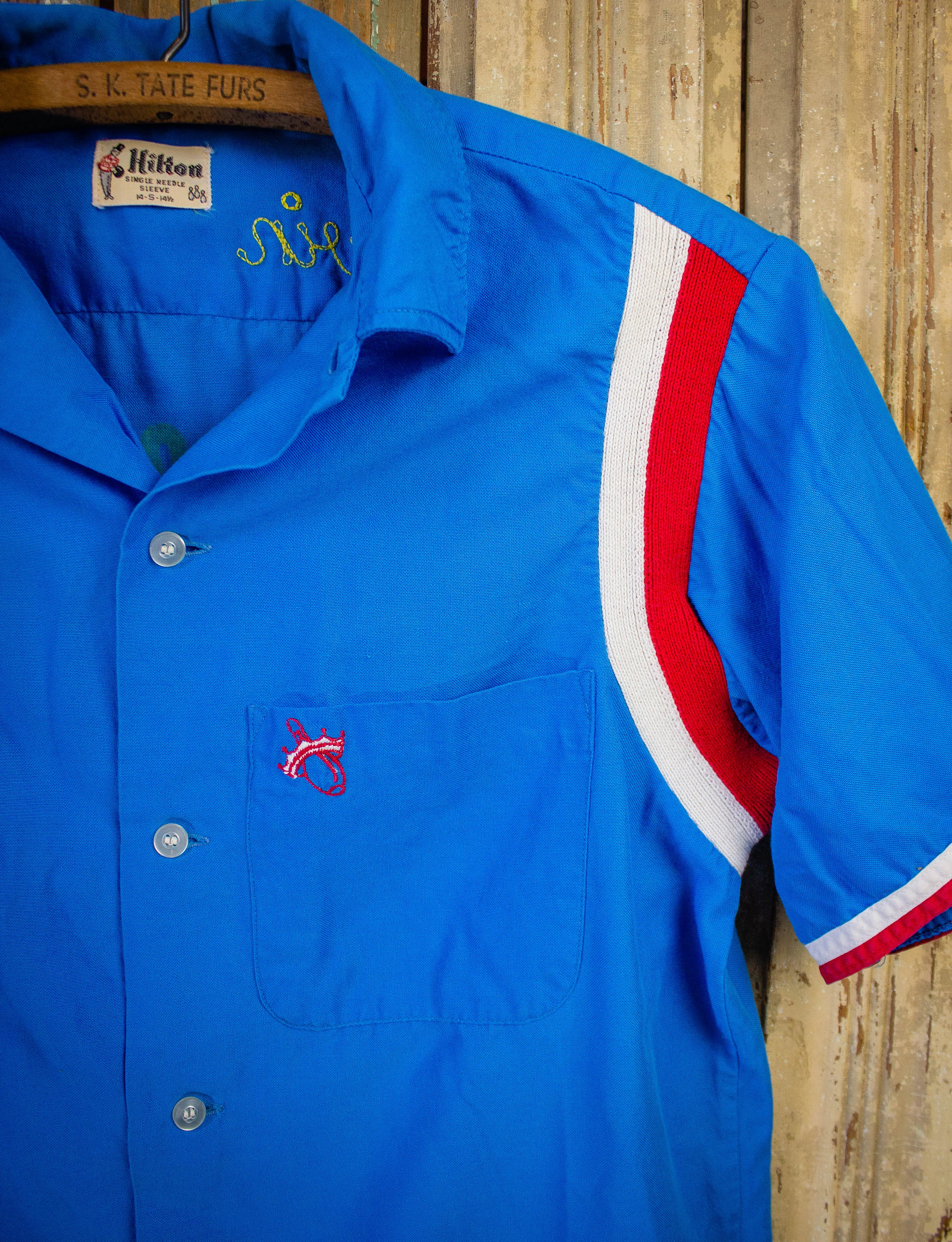 Vintage Baldwin Bowling Shirt 70s Blue S