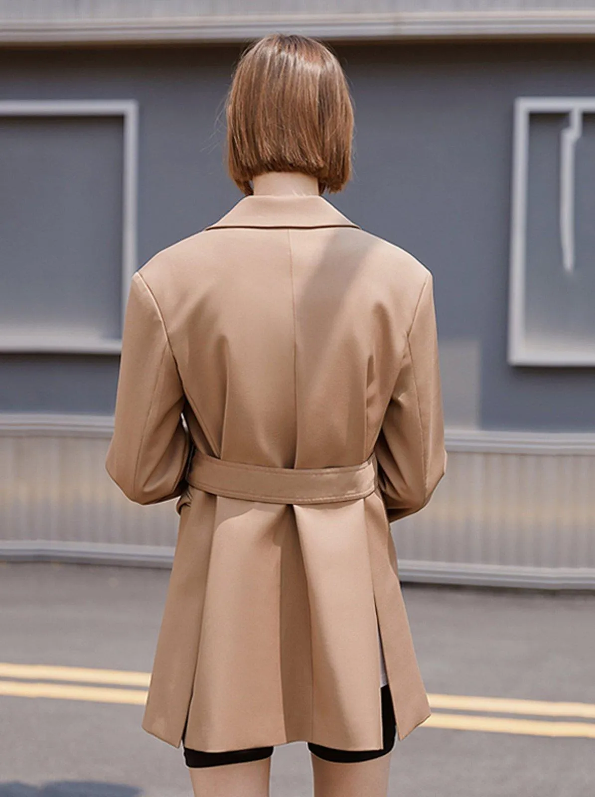 Women Long Blazer,Khaki Belt Blazer,oversize suit,female tunic coat,fall coat,Office Lady Suit,Autumn winter outfit,Casual blazer,Outerwear