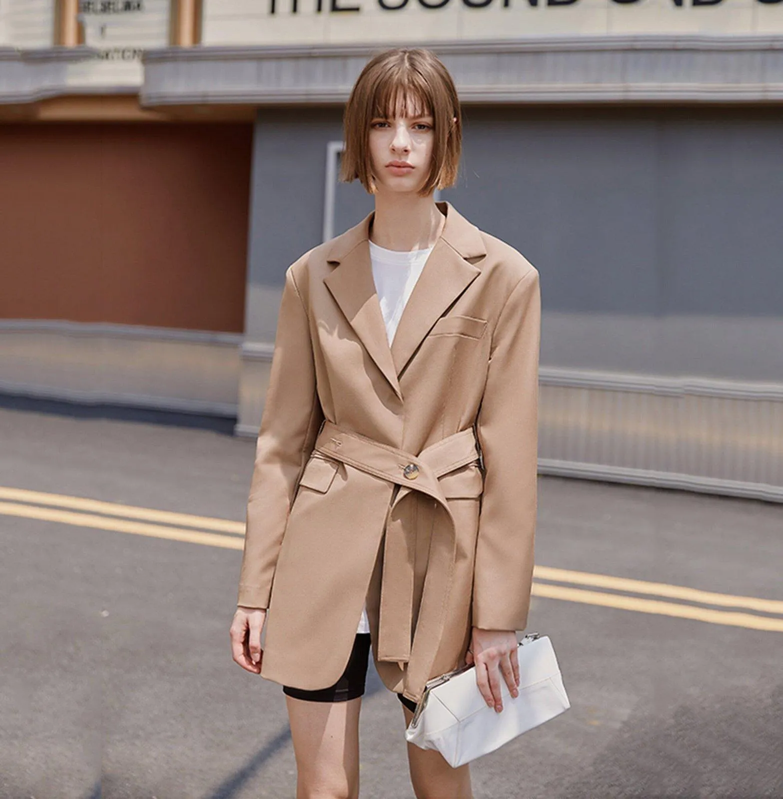 Women Long Blazer,Khaki Belt Blazer,oversize suit,female tunic coat,fall coat,Office Lady Suit,Autumn winter outfit,Casual blazer,Outerwear