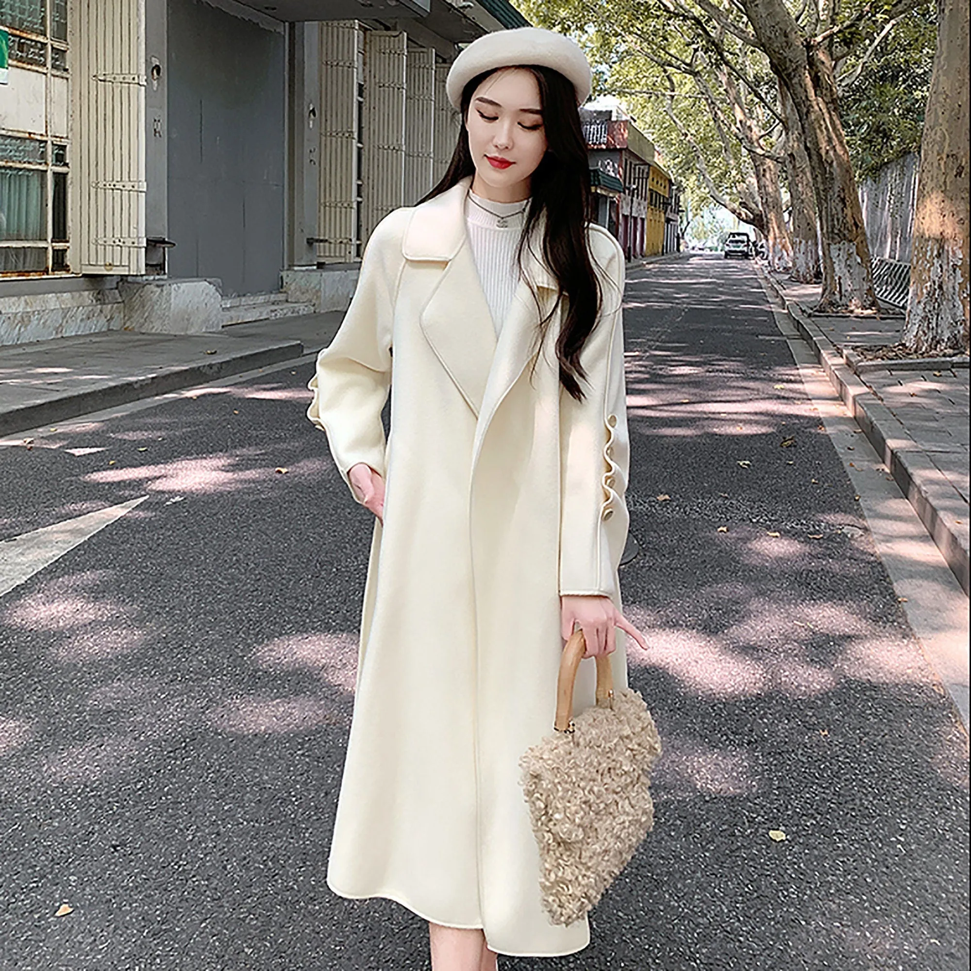 Women White Long Wool Coat,double-face cashmere coat,Handmade coat,Oversize wool coat,Wool Wrap Coat,Wedding coat,Winter coat,Vivian7 W124