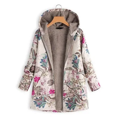 Women Winter Warm Floral Hooded