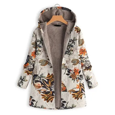 Women Winter Warm Floral Hooded