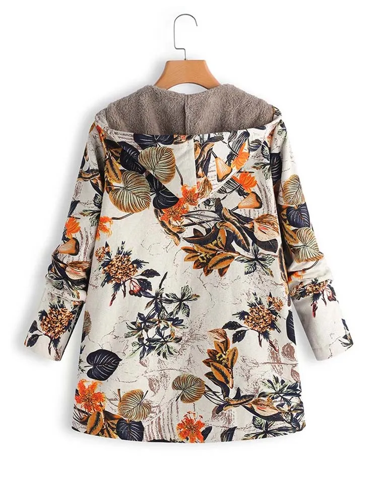 Women Winter Warm Floral Hooded