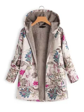 Women Winter Warm Floral Hooded