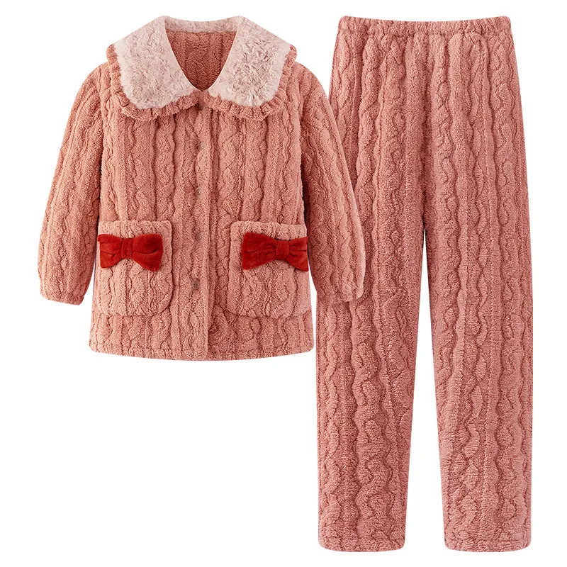 Women's Coral Fleece Winter Pajamas Set