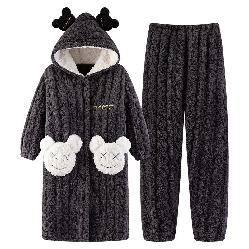 Women's Coral Fleece Winter Pajamas Set